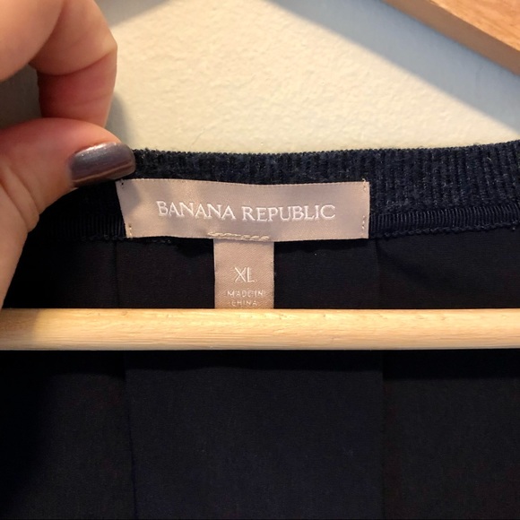 Banana Republic Sweater with Merino Wool; Dark Blue V Neck with Satin-like Back - Picture 5 of 7